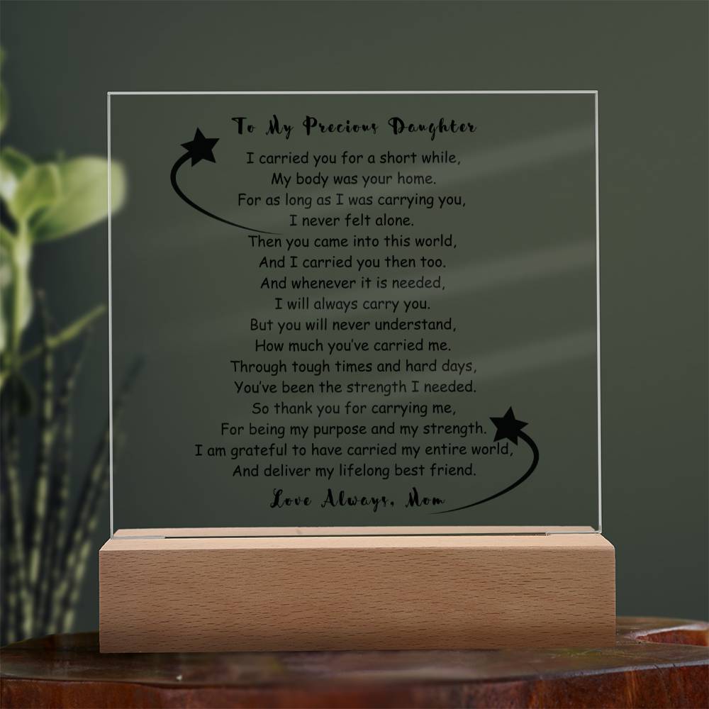 My Precious Daughter Acrylic Keepsake, Birthday Gift, Love Mom