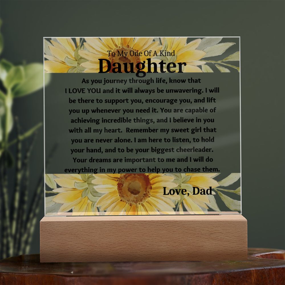 One of a Kind Daughter Love Dad , Birthday Gift Keepsake Acrylic Plaque