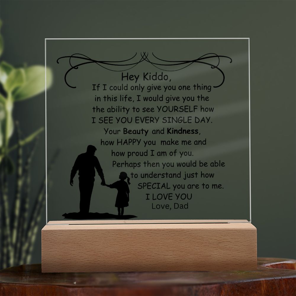 Daughter, Kiddo Love Dad Keepsake Acrylic Plaque, Birthday Gift