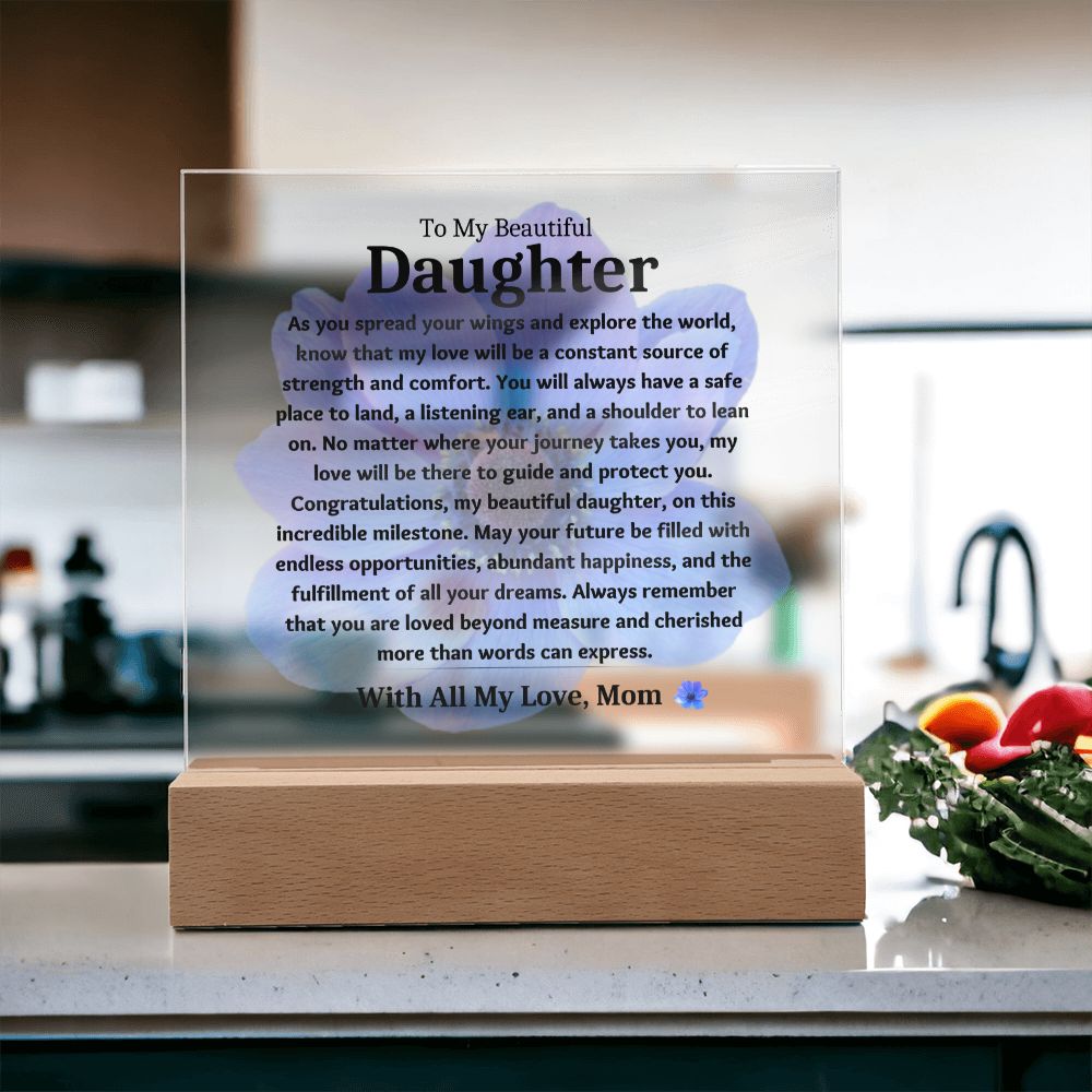 To My Beautiful Daughter Love Mom, Birthday Gift Ideas Keepsake Acrylic Plaque