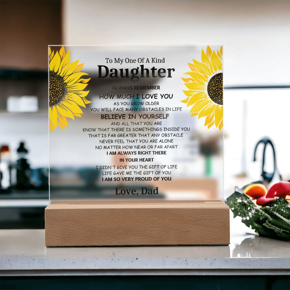 One Of A Kind Daughter Love Dad  Birthday Gift Keepsake Acrylic Plaque