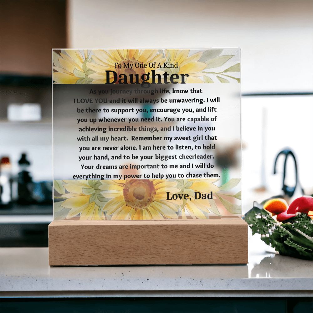 One of a Kind Daughter Love Dad , Birthday Gift Keepsake Acrylic Plaque