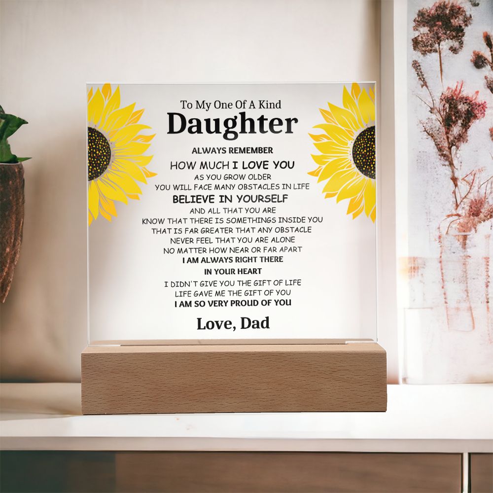 One Of A Kind Daughter Love Dad  Birthday Gift Keepsake Acrylic Plaque