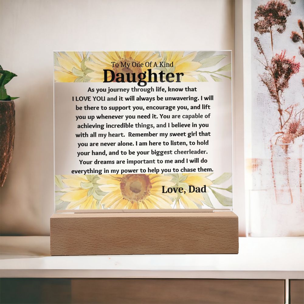 One of a Kind Daughter Love Dad , Birthday Gift Keepsake Acrylic Plaque