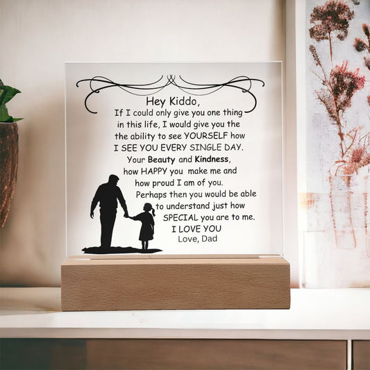 Daughter, Kiddo Love Dad Keepsake Acrylic Plaque, Birthday Gift