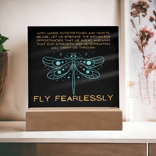 Fly Fearlessly Dragonfly Keepsake Acrylic Plaque Gift, Birthday Gifts