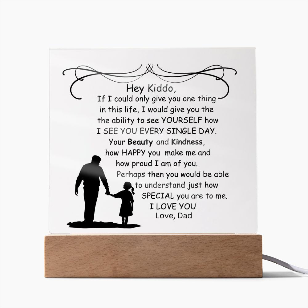 Daughter, Kiddo Love Dad Keepsake Acrylic Plaque, Birthday Gift