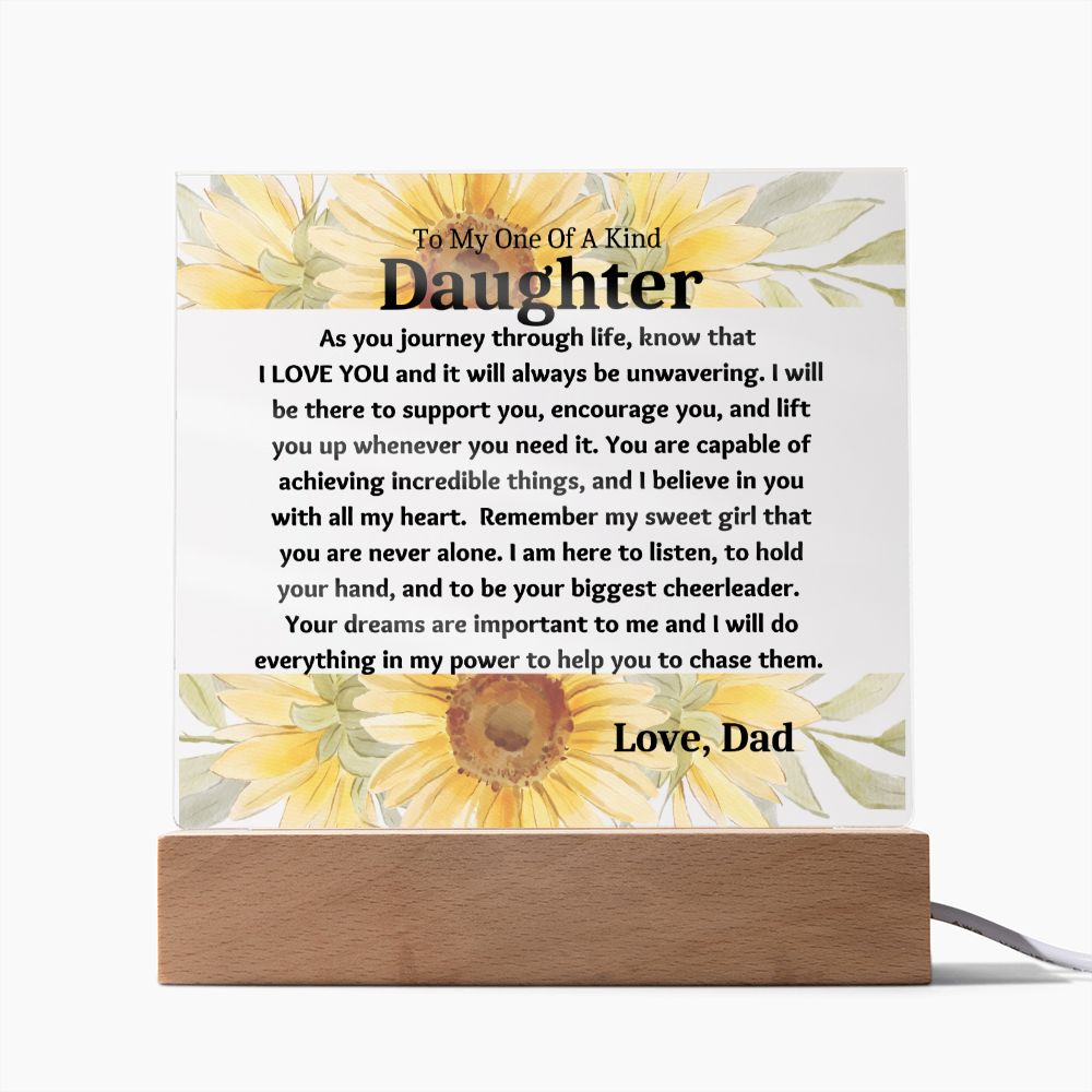 One of a Kind Daughter Love Dad , Birthday Gift Keepsake Acrylic Plaque