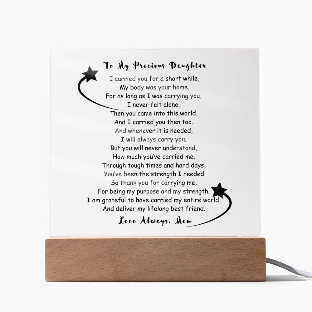 My Precious Daughter Acrylic Keepsake, Birthday Gift, Love Mom