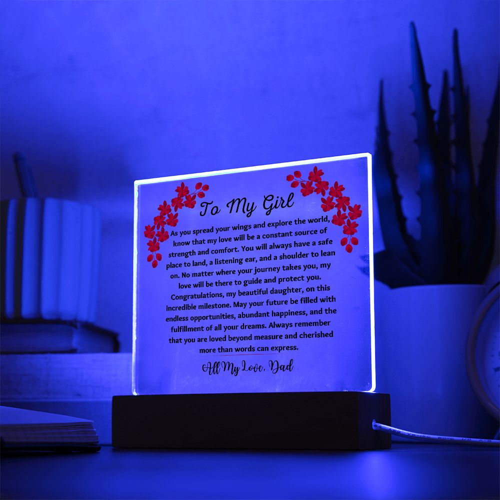 To My Girl Gift Love Dad, Keepsake Acrylic Plaque, Birthday Gifts