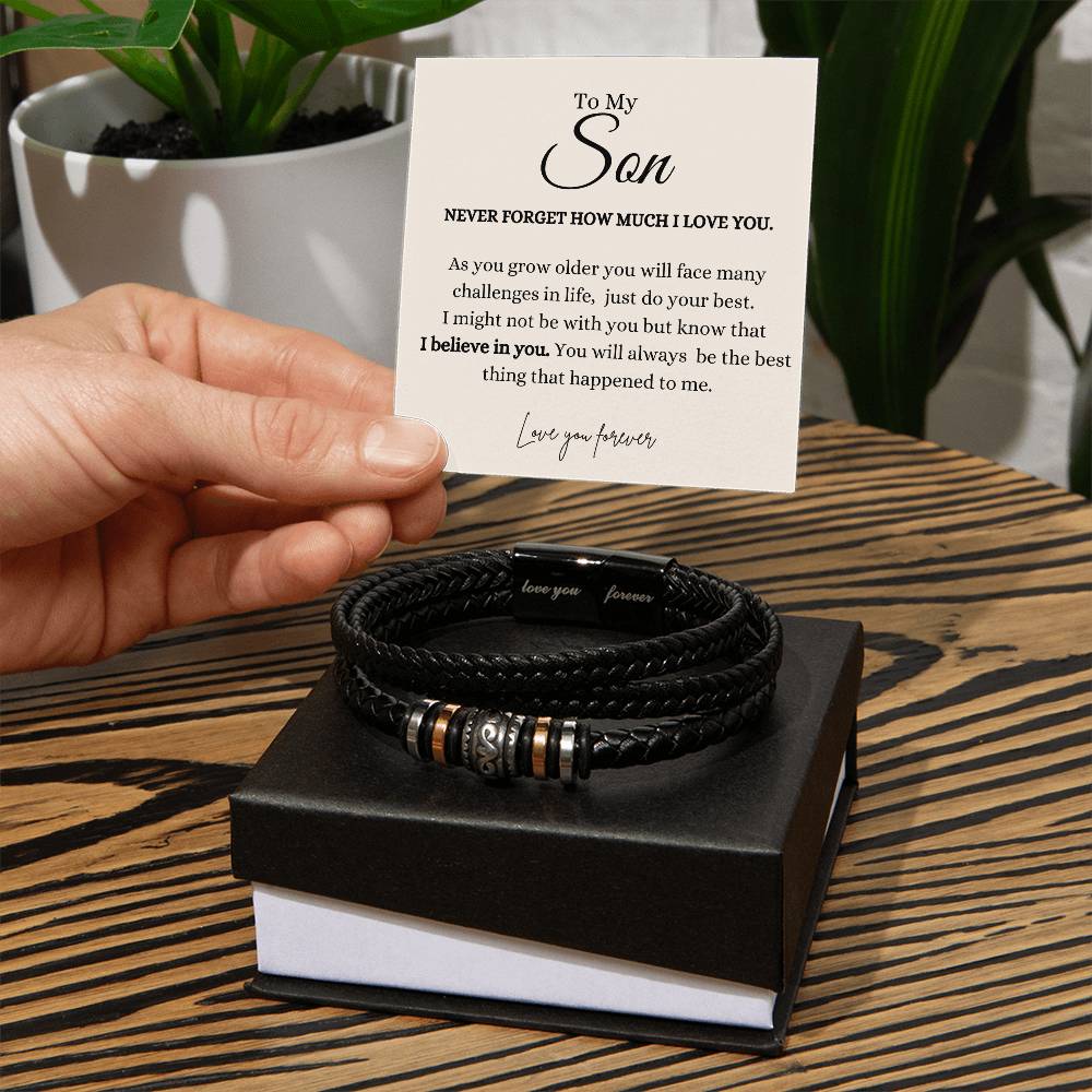 To MY Son | Stainless Steel and Vegan Leather Bracelet