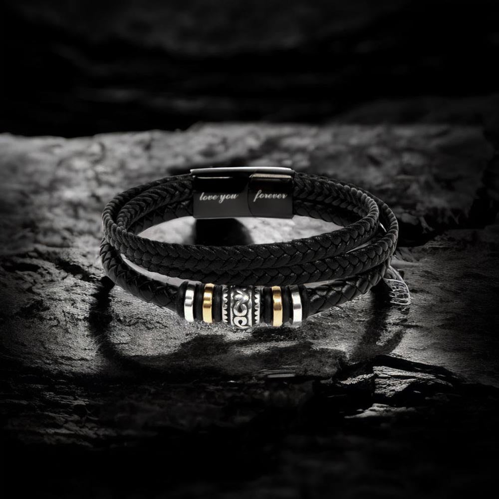 My Grandson |  Stainless Steel and Vegan Leather Bracelet