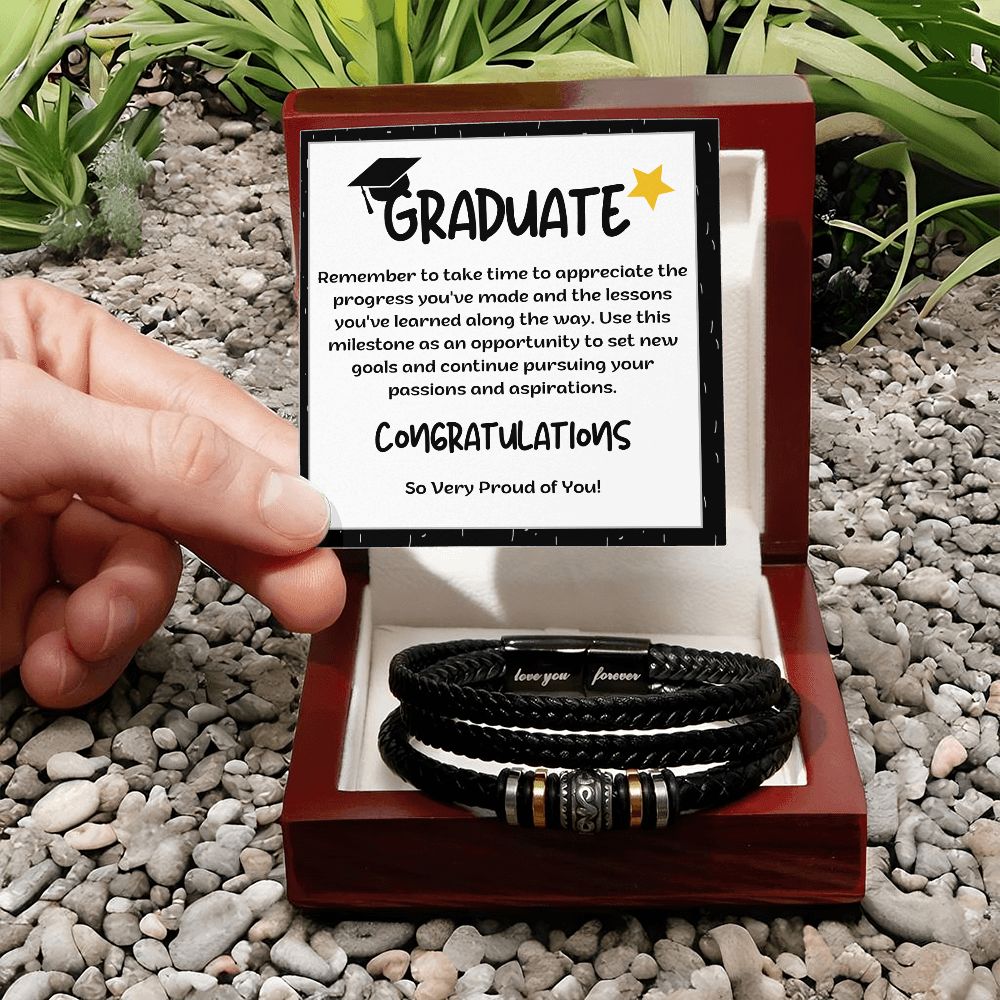 Stainless Steel and Vegan Men's Bracelet - Graduation