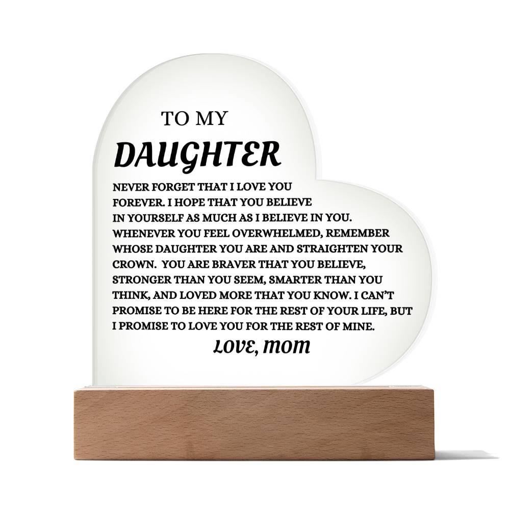 To My Daughter Acrylic Heart Plaque Keepsake