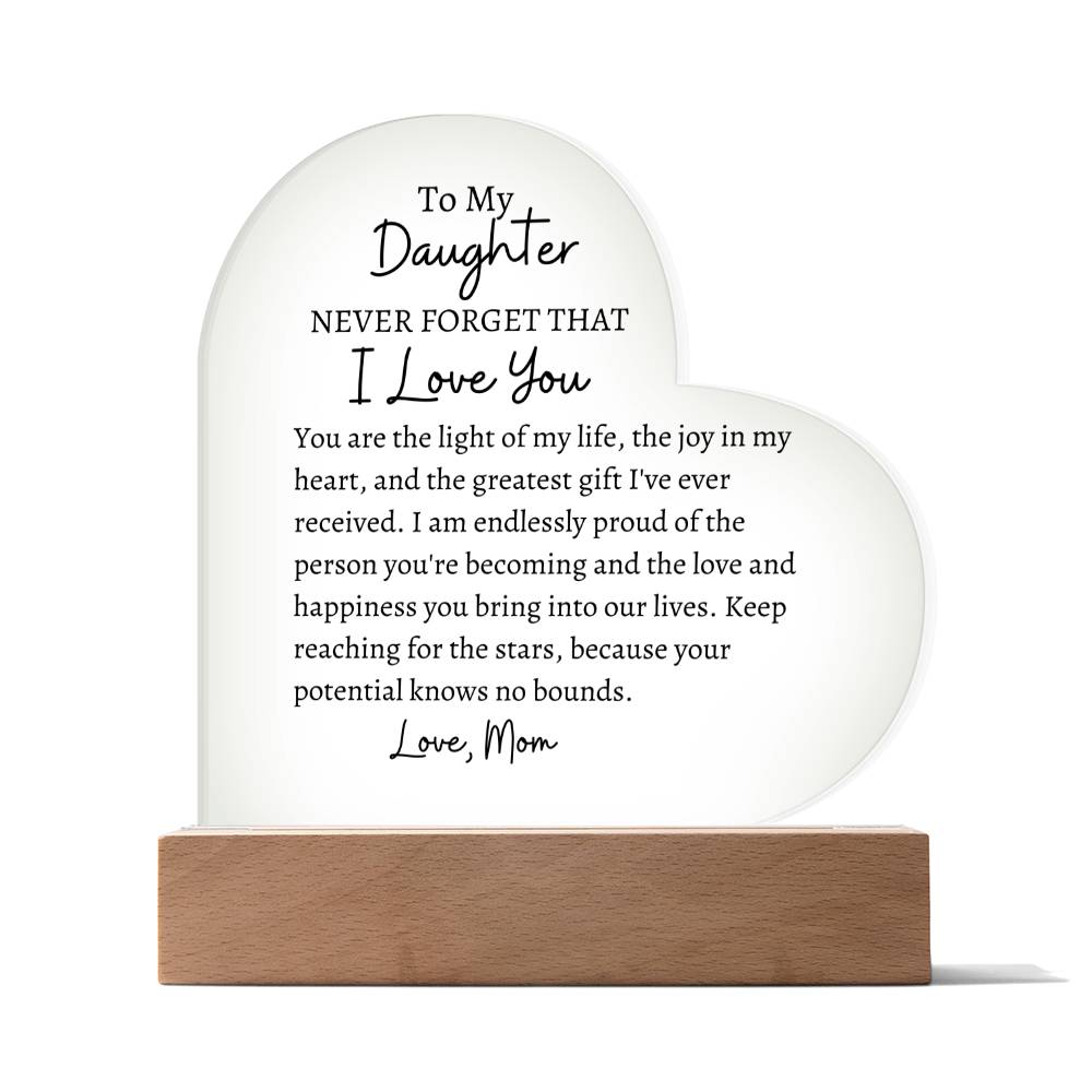 Gift for Daughter Love Mom, Acrylic Plaque Gift, Birthday Gift