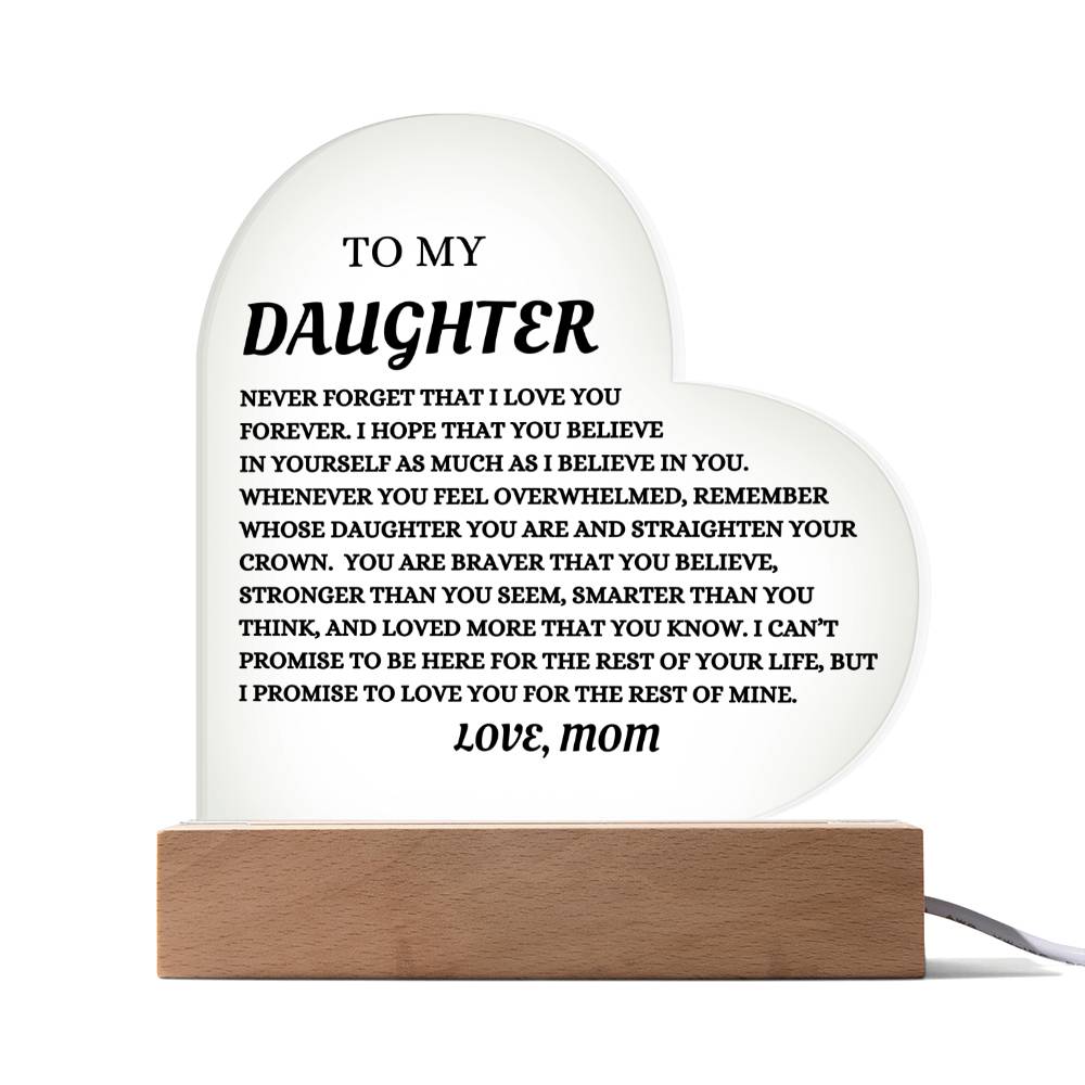 To My Daughter Acrylic Heart Plaque Keepsake