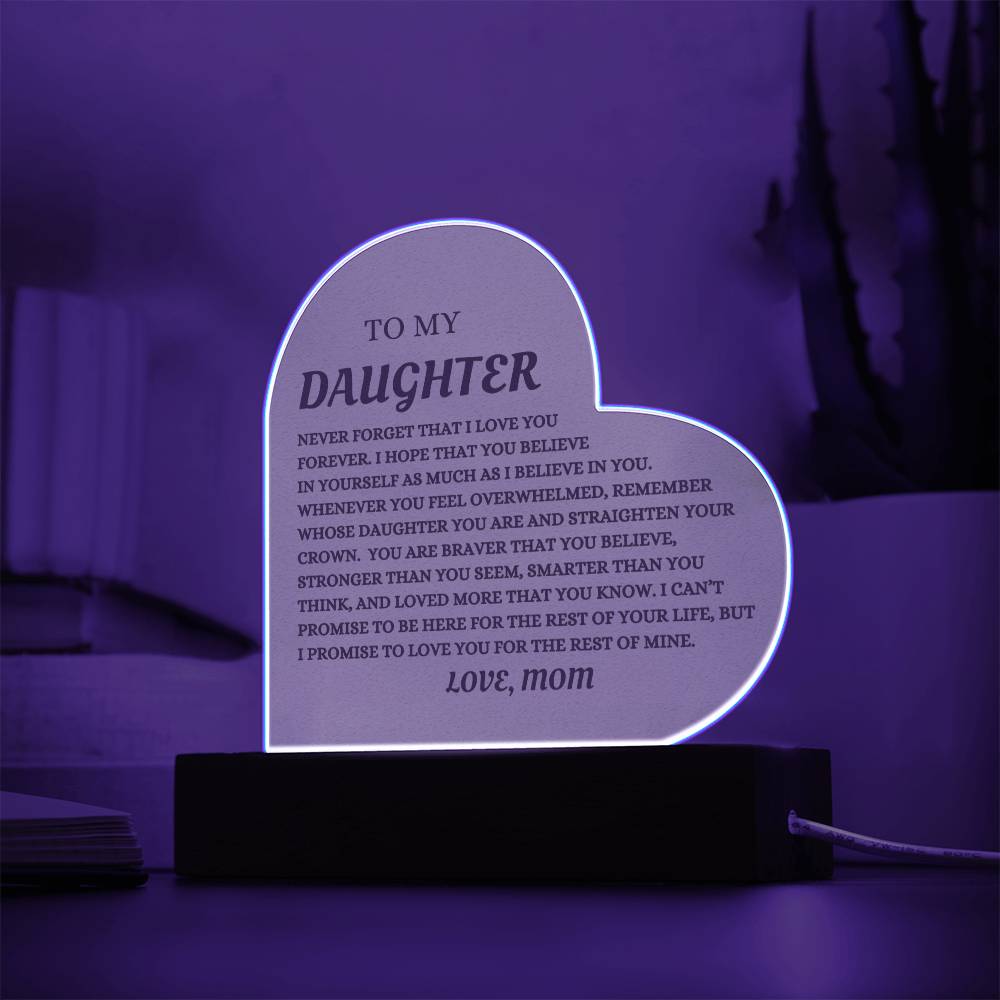 To My Daughter Acrylic Heart Plaque Keepsake