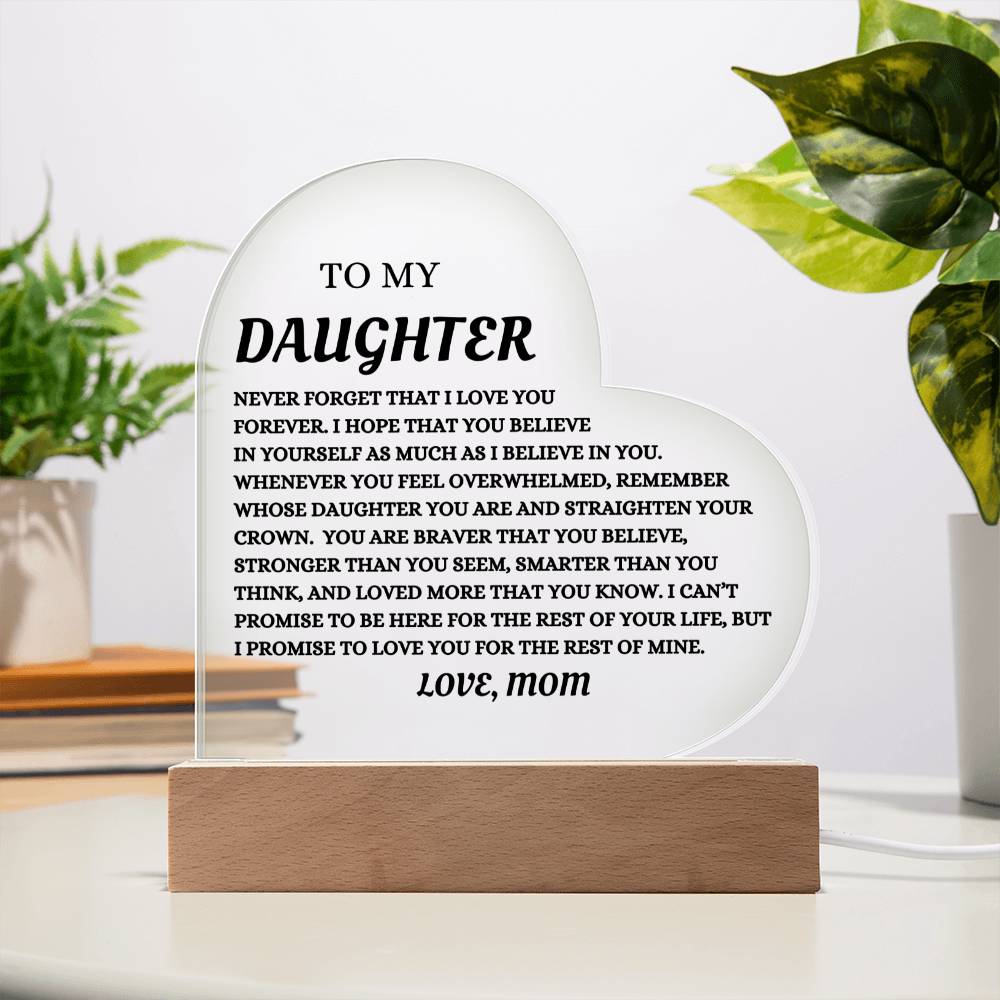 To My Daughter Acrylic Heart Plaque Keepsake