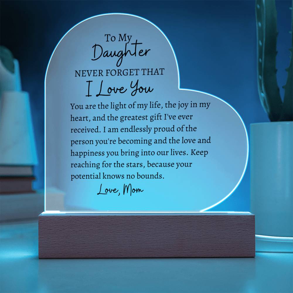 Gift for Daughter Love Mom, Acrylic Plaque Gift, Birthday Gift