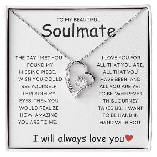 Soulmate Forever Love Necklace, Girlfriend Necklace, Wife Christmas Gift, Necklace for Girlfriend, Anniversary Gift for Her