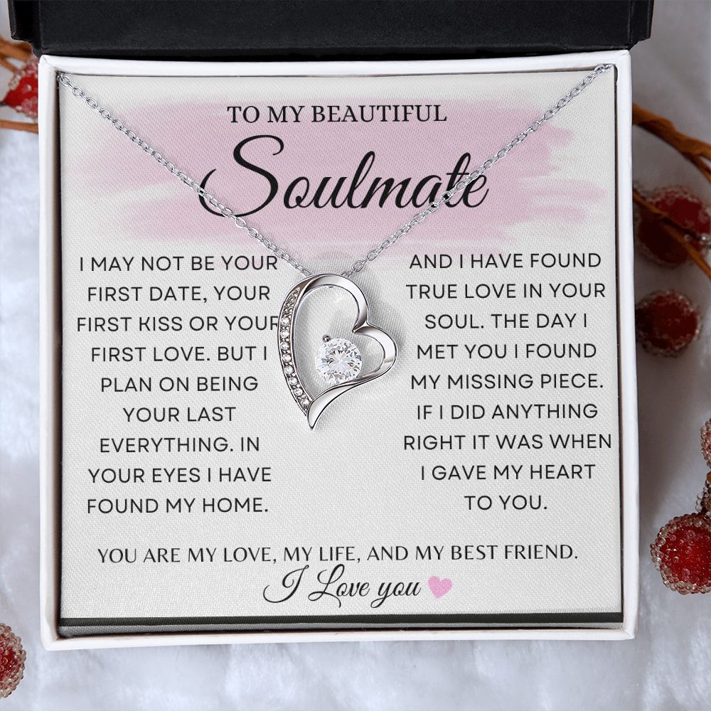 Soulmate Forever Love Necklace, Girlfriend Necklace, Wife Christmas Gift, Necklace for Girlfriend, Anniversary Gift for Her