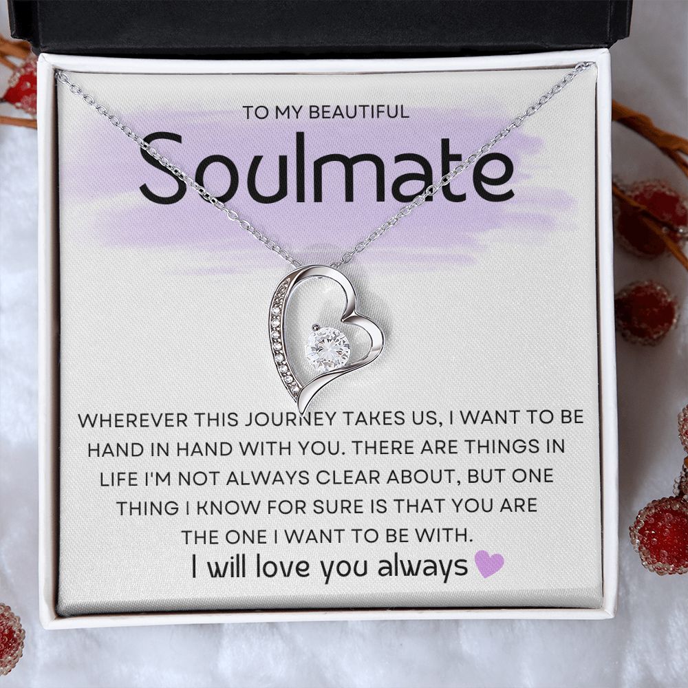 Soulmate ~ Forever Love Necklace ~White Gold Finish