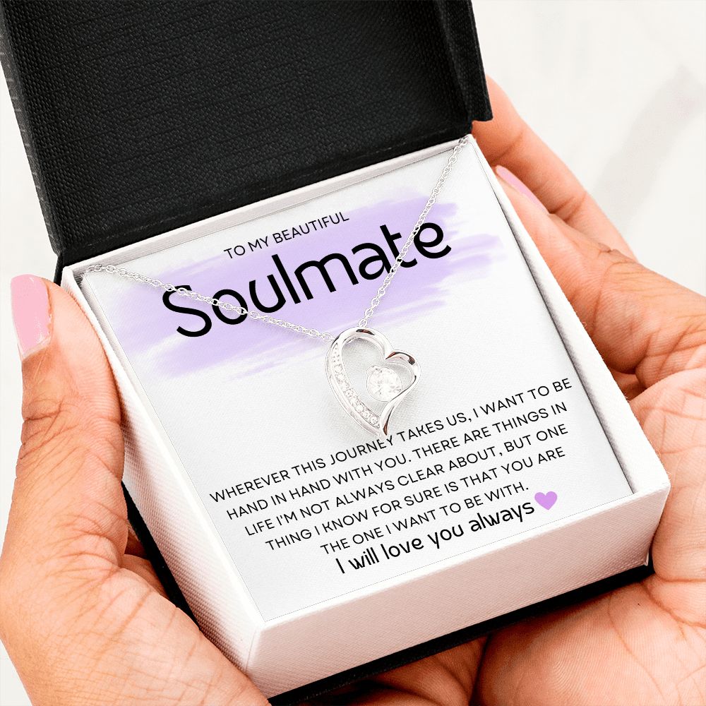 Soulmate ~ Forever Love Necklace ~White Gold Finish