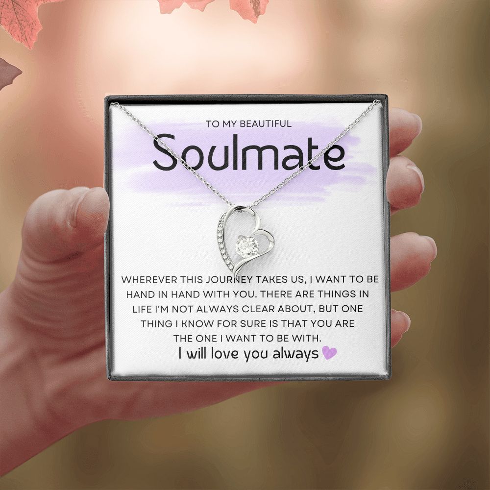 Soulmate ~ Forever Love Necklace ~White Gold Finish