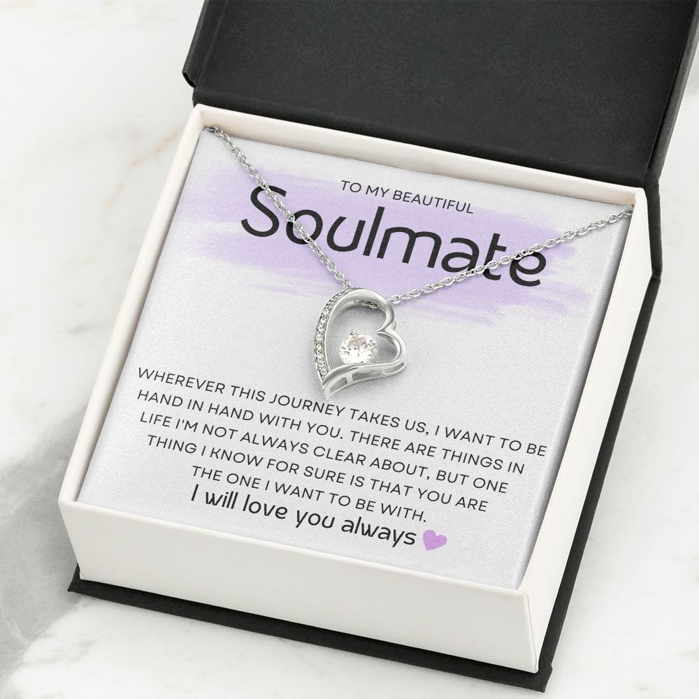 Soulmate ~ Forever Love Necklace ~White Gold Finish