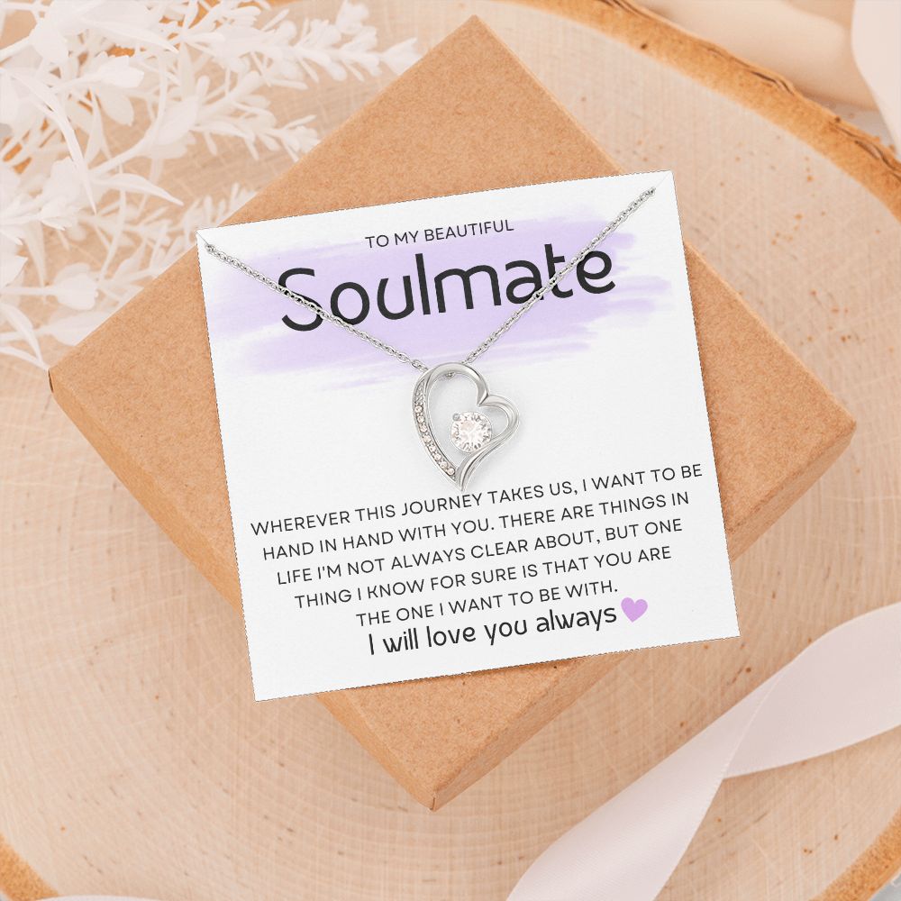 Soulmate ~ Forever Love Necklace ~White Gold Finish