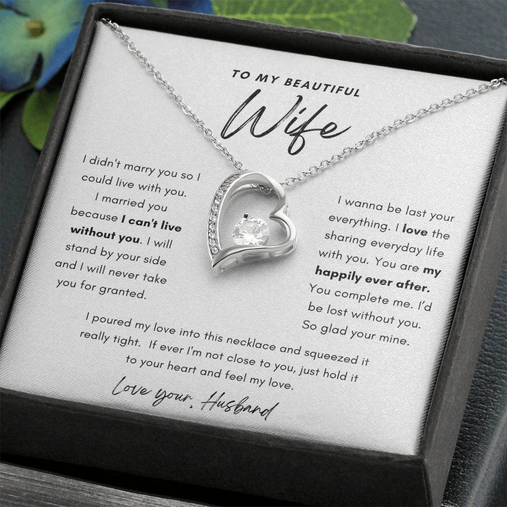 To My Beautiful Wife Love Forever Necklace Keepsake, Birthday , Anniversary Gift