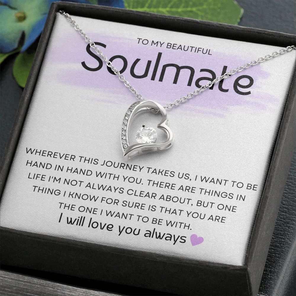 Soulmate ~ Forever Love Necklace ~White Gold Finish