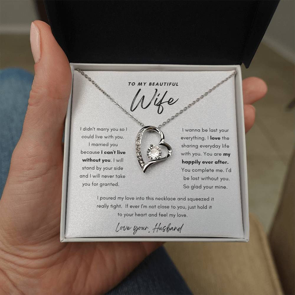 To My Beautiful Wife Love Forever Necklace Keepsake, Birthday , Anniversary Gift