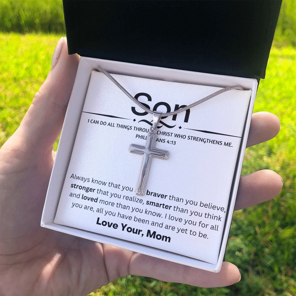 Son ~ Always know ~ Love your Mom / Stainless Steel Cross