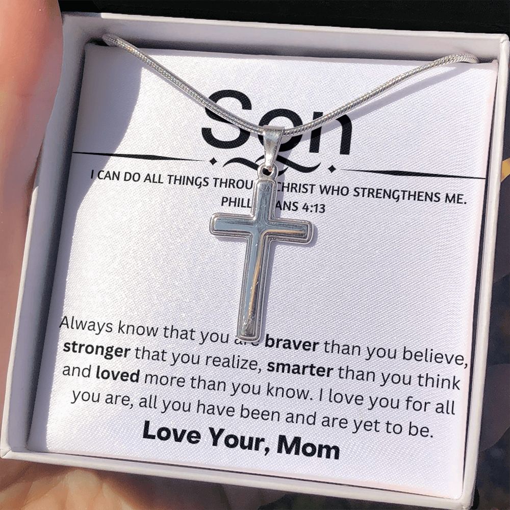 Son ~ Always know ~ Love your Mom / Stainless Steel Cross