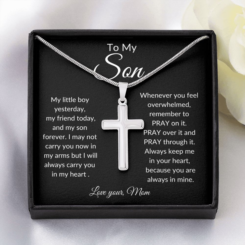 To My Son ~ Always in mine ~ Stainless Steel Cross