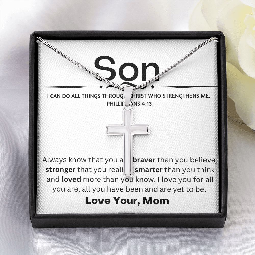 Son ~ Always know ~ Love your Mom / Stainless Steel Cross