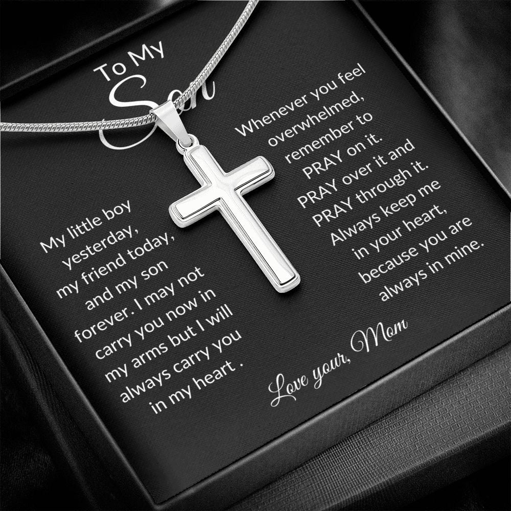 To My Son ~ Always in mine ~ Stainless Steel Cross