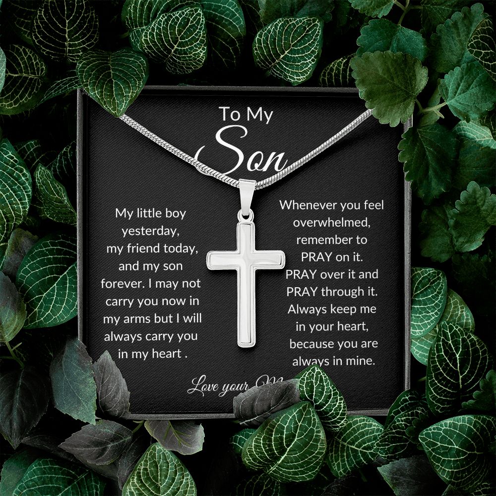 To My Son ~ Always in mine ~ Stainless Steel Cross