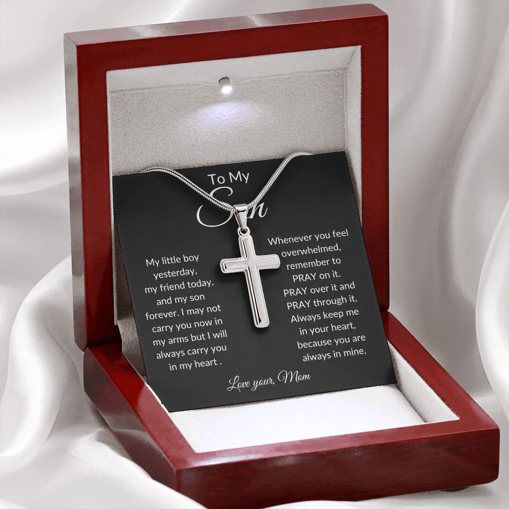 To My Son ~ Always in mine ~ Stainless Steel Cross