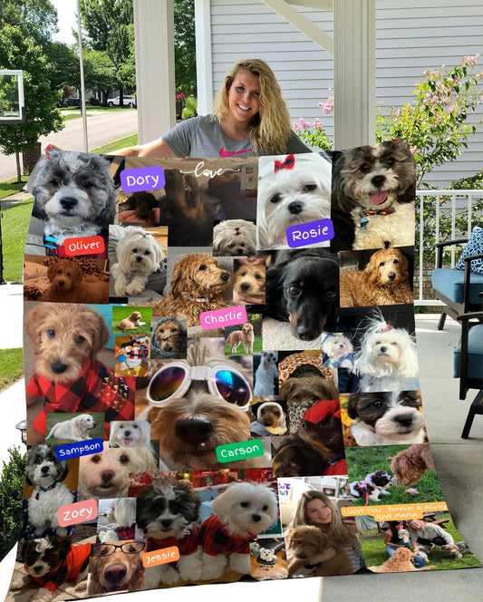 Personalized Collage Pup Blanket /Birthday Gifts for Her, Birthday Gifts for Him