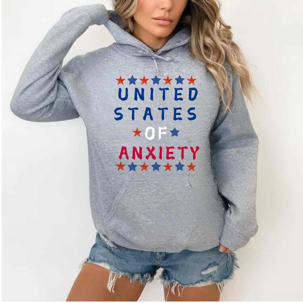 United States Of Anxiety Hoodie, Sweatshirt, T-shirt , Patriotic USA Hoodie, Election Hoodie, Political Hoodie