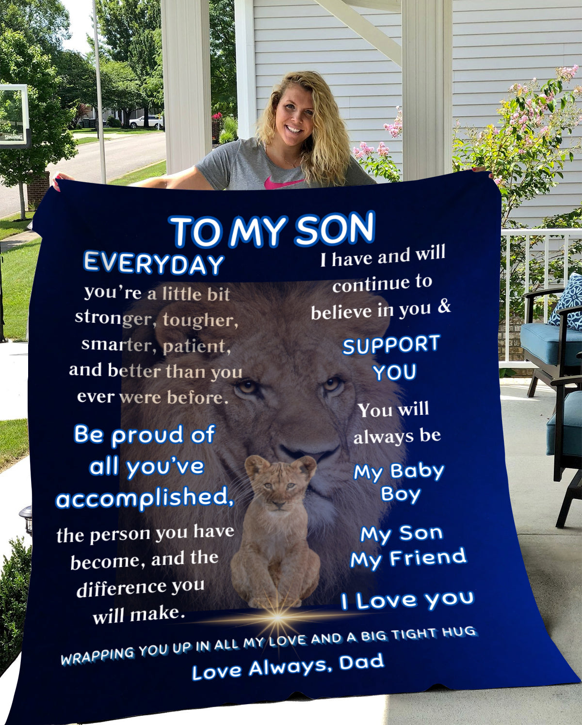 To My Son, Love Dad Lion Blanket for Support , Birthday Gift, Gits for Son