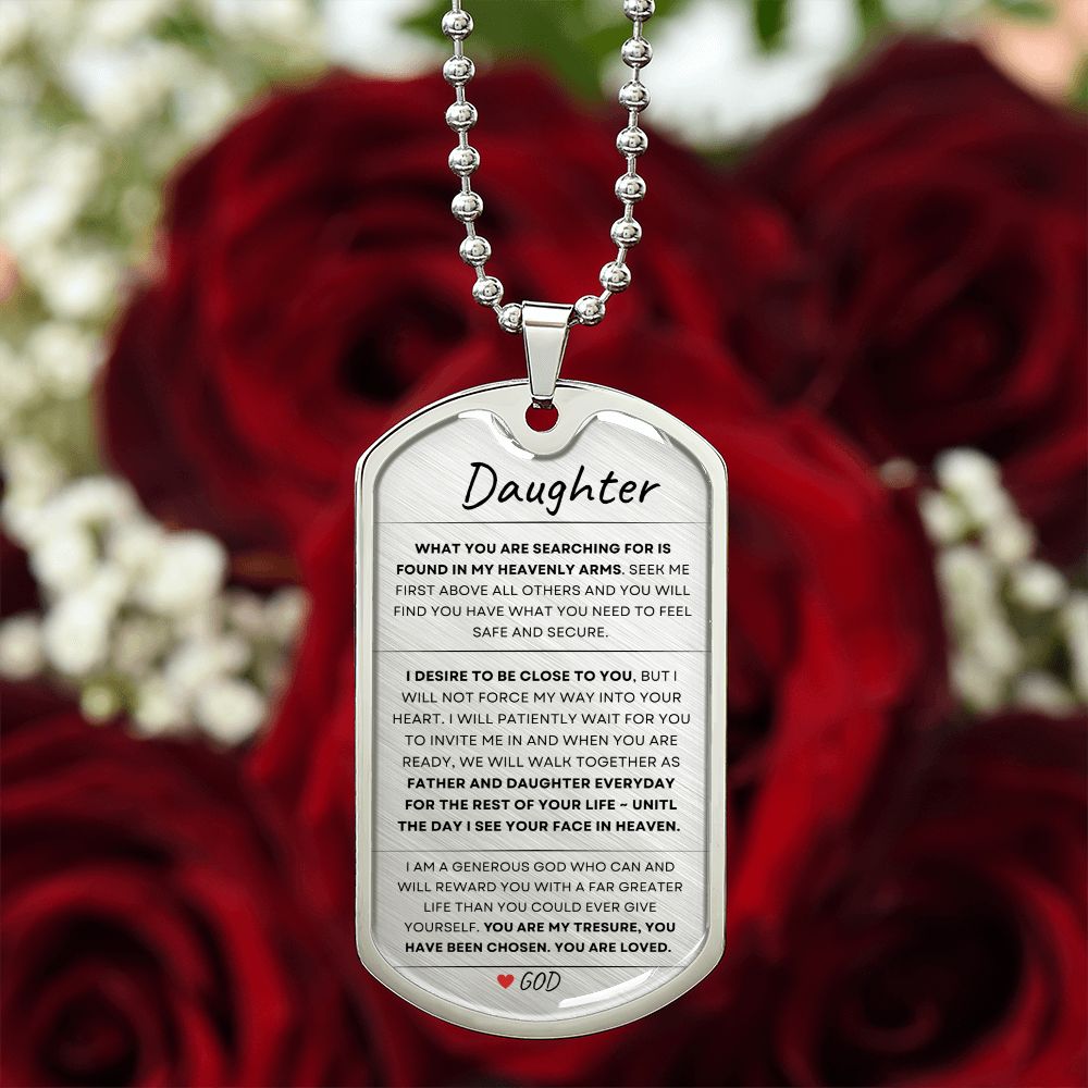 To My Daughter / I Am A Generous God Tag Style Necklace