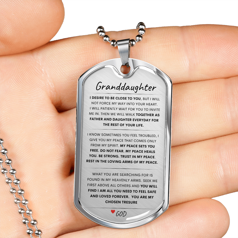To My Granddaughter / God Keepsake Necklace/ Military Style/ Inspirational Necklace
