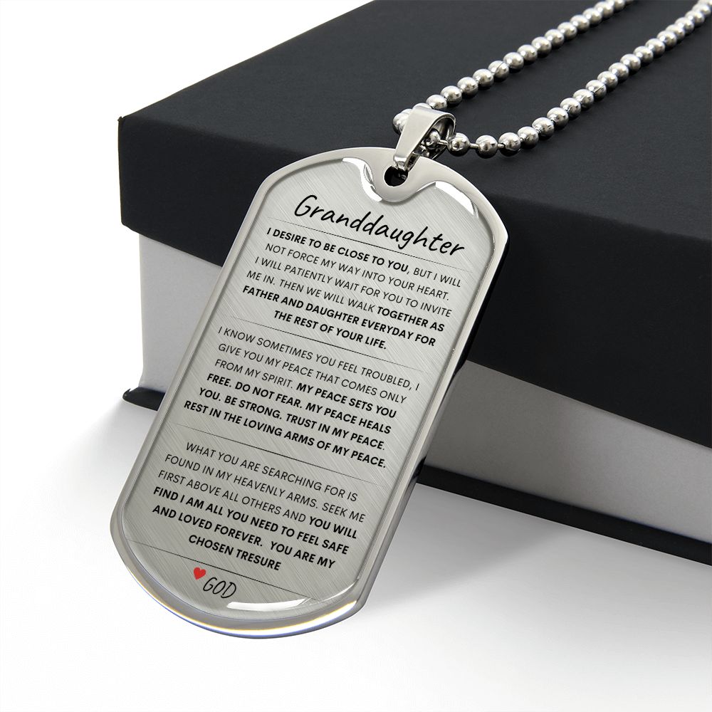 To My Granddaughter / God Keepsake Necklace/ Military Style/ Inspirational Necklace