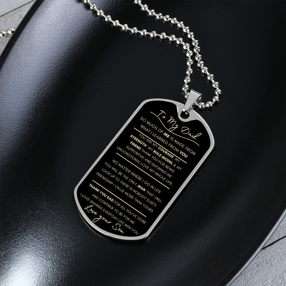 To My Dad ~ Love your Son Engraved Dog Tag Necklace
