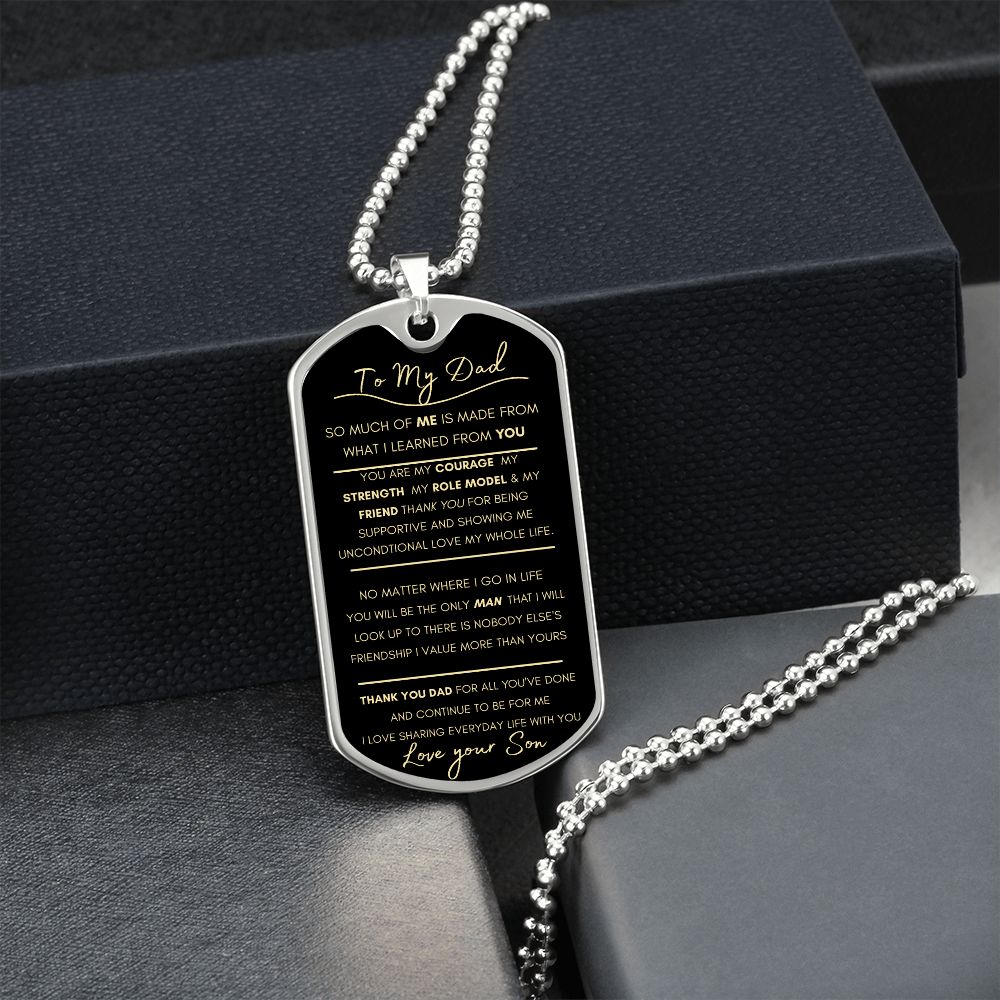 To My Dad ~ Love your Son Engraved Dog Tag Necklace