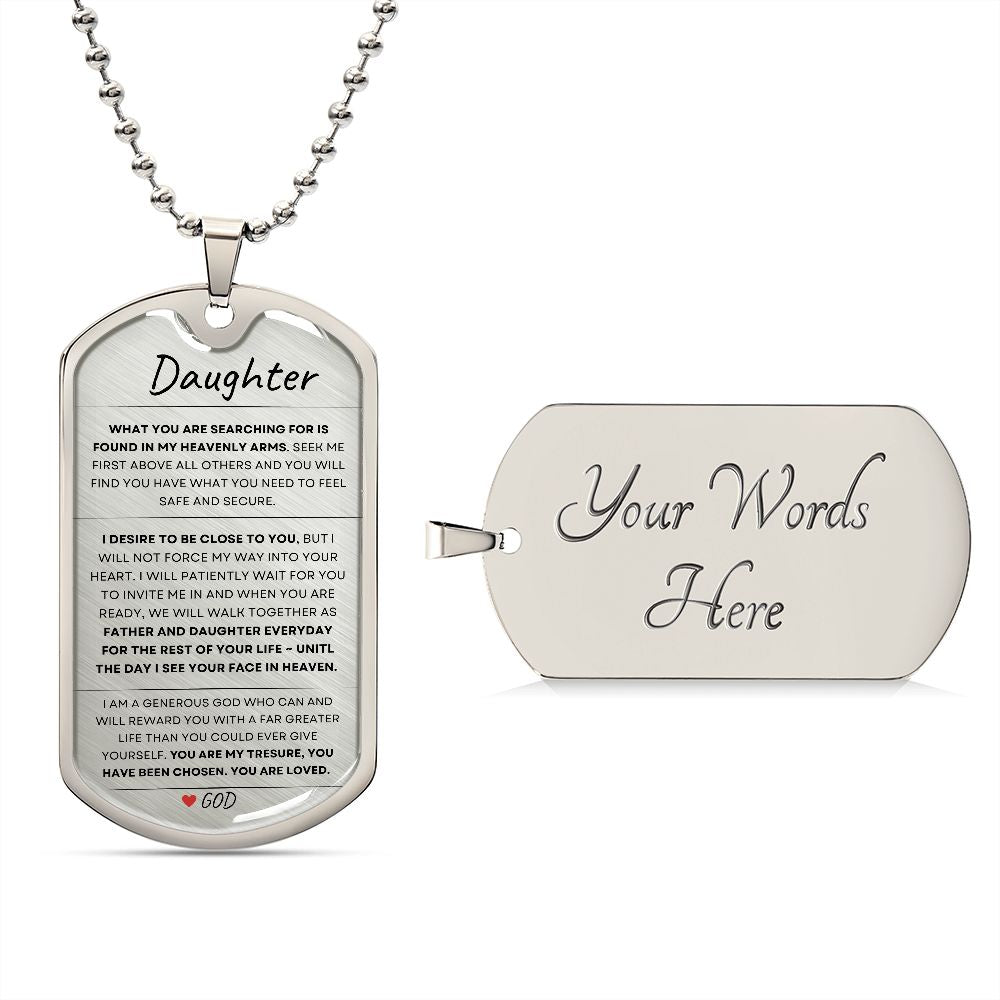 To My Daughter / I Am A Generous God Tag Style Necklace