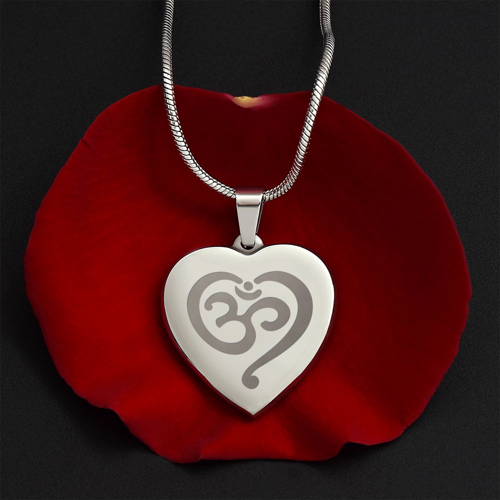 Namaste, Engraved Heart Necklace, Snake Chain, Jewelry Piece, High Quality Stainless Steal